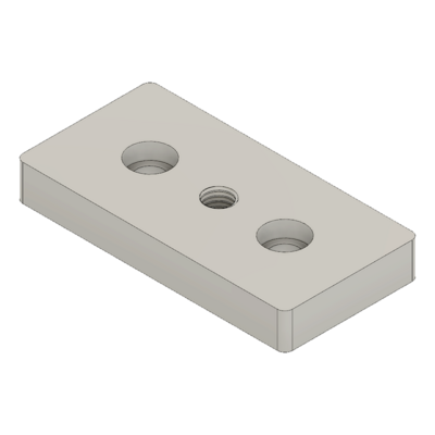 32-4590M10S-1 MODULAR SOLUTIONS FOOT & CASTER CONNECTING PLATE<BR>45MM X 90MM, M10 HOLE, SOLID ALUMINUM W/HARDWARE